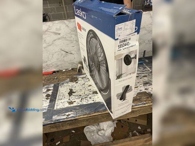 Lot 49-5553443 - Lasko 20 in. 3 Speed Air Circulator Floor Fan for Home in Black with Wall Mount Option, Full Range P...