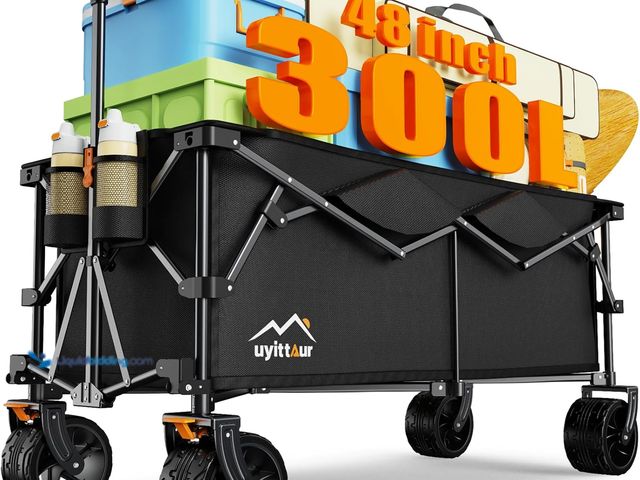 Lot 49-5406698 - 300L Extra Large Collapsible Foldable Wagon, 440lbs Load Capacity 48''L Extended Heavy Duty Folding ...
