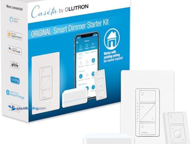 Lot 49-5410345 - Lutron Caseta Original Smart Dimmer Switch Starter Kit, with Pico Remote, Wall Plate, and Smart Hub,...