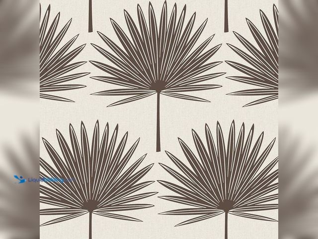 Lot 49-2024200 - Tempaper Dark Cocoa and Ecru Stamped Palm Vinyl Peel and Stick Wallpaper Roll (Covers 56 sq. ft. ). ...