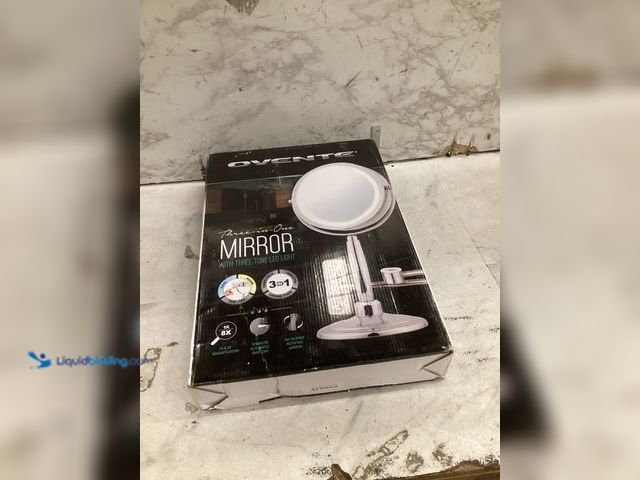 Lot 49-5573589 - Ovente Three In One Vanity Makeup Mirror with 3 Tone Led Light Option, 2.7 Pound (MFM70 Series), Unu...
