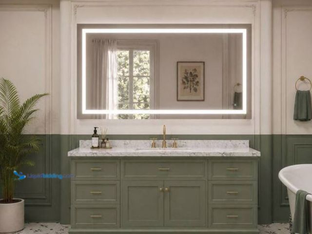 Lot 49-2006137 - ORGANNICE 48 in. W x 36 in. H Rectangular Frameless LED Light Anti-Fog Wall Mount Bathroom Vanity Mi...