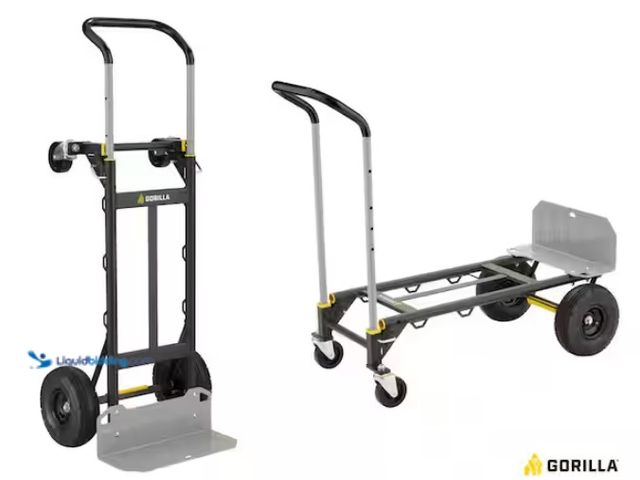 Lot 49-1550319 - Gorilla 800 lbs. Capacity Convertible Steel Hand Truck, Wide Dual Mode Adjustable Height Handle, Sim...