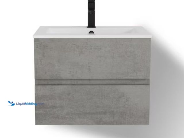 Lot 49-2025083 - eclife 24 in. W x 18.1 in. D x 18.1 in. H Single Sink Bath Vanity in Gray with White Ceramic Top and...