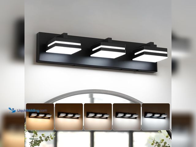 Lot 49-3564268 - Joossnwell Black Vanity Lights for Bathroom Dimmable 5CCT (3-Light, 19.69-Inch) Modern Bathroom Ligh...