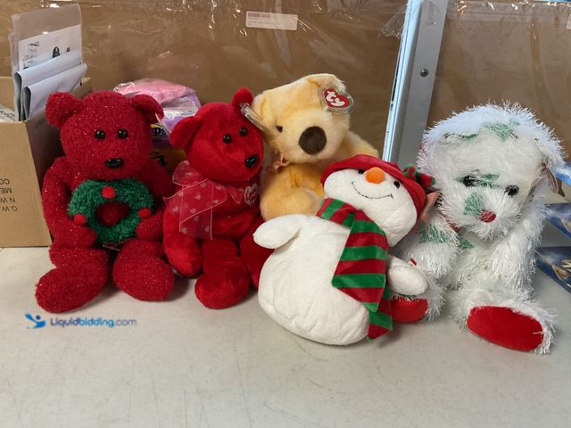 Lot 49-5341587 - LOT OF 5 LARGE TY BEANIE BABY BEARS AND SNOWMAN NEW WITH TAGS SOME RETIRED HIGHLY COLLECTIBLE KIDS L...