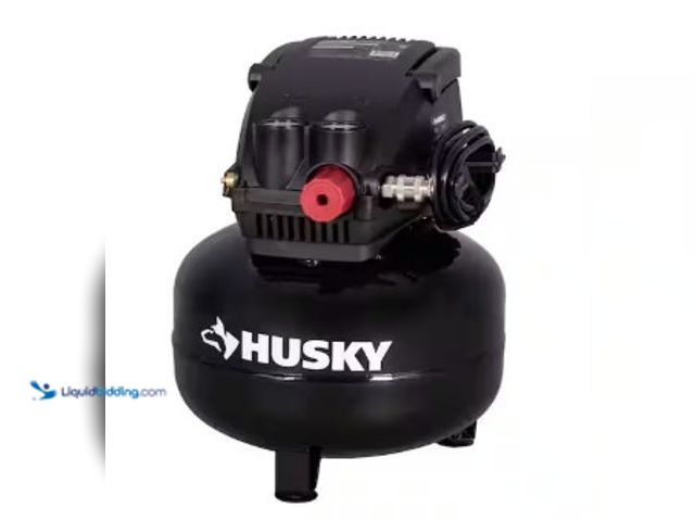 Lot 49-2025652 - Husky 3 Gal. 120 PSI Portable Electric Oil-Free Light Duty Pancake Air Compressor with Fold Down Han...