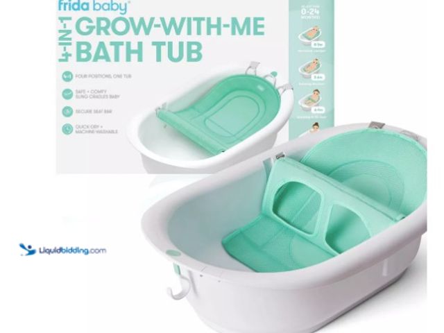 Lot 49-5542550 - Frida Baby 4-in-1 Grow-With-Me Bath Tub: Drain Plug, Infant Head Support, Newborn Sling, Non-Skid Fe...