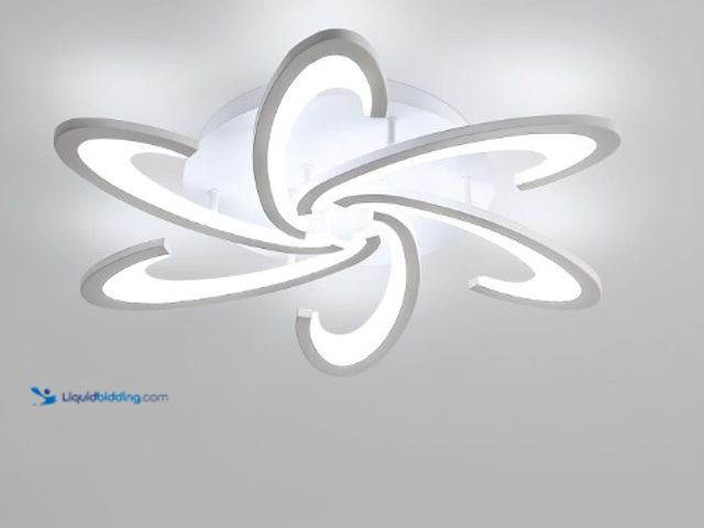 Lot 49-1519097 - Goeco Dimmable Modern LED Ceiling Light, 6 Light White Curved Acrylic Flush Mount Ceiling Lights, 42...