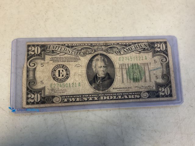 Lot 49-1505435 - 1934 LARGE GREEN SEAL UNITED STATES 20 DOLLAR BILL BANKNOTE #COINS0122