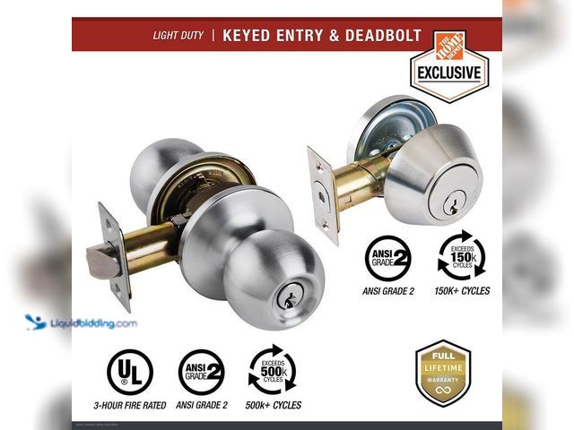 Lot 49-5413136 - Universal Hardware
Light Duty Commercial ANSI Grade 2 Entry Knob and Deadbolt UL 3-Hour Fire, Keyed...