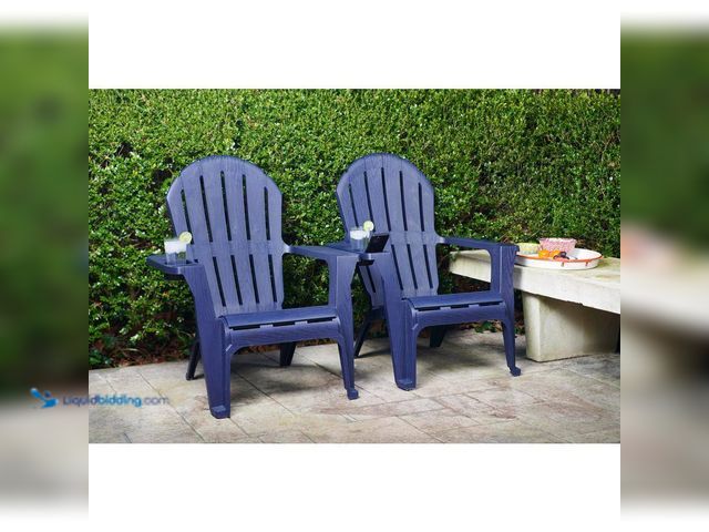 Lot 49-5543726 - QTY 2 - StyleWell
Midnight Blue Plastic Adirondack Chair with Cup and Phone Holder. Model # 999-210...