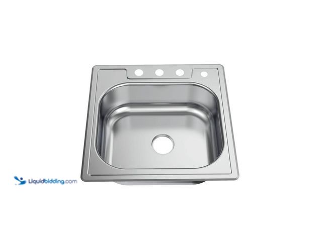 Lot 49-5410499 - Glacier Bay 25 in. Drop-in Single Bowl 22 Gauge Stainless Steel Kitchen Sink. [Model # VT2522A16] Un...