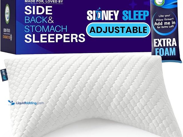 Lot 49-3433577 - Sidney Sleep Adjustable Curved Contour Fill Pillow – Queen Size – for Side and Back Sleepers – Neck ...