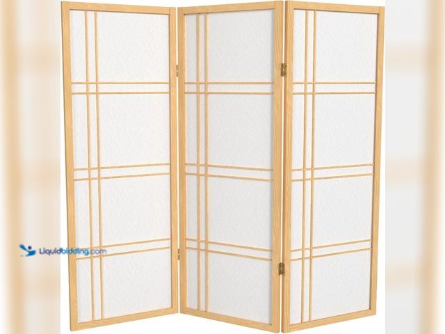Lot 49-5459591 - 4 ft. Short Double Cross Shoji Screen - Natural - 3 Panels. Model #B00179CDEO. Unused.