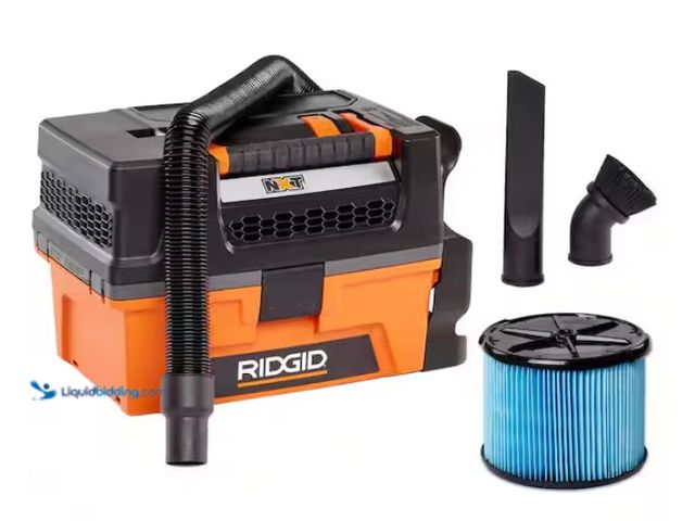Lot 49-3433306 - RIDGID 3 Gal. 5.0 Peak HP NXT Shop Vacuum Wet Dry Vac with Fine Dust Filter, Expandable Hose and Acc...