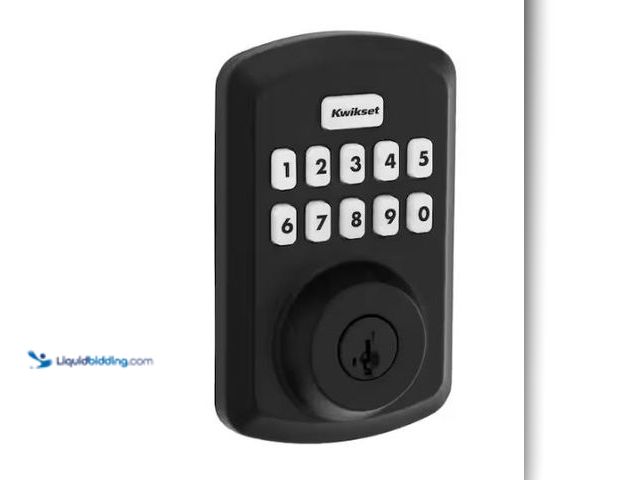 Lot 49-1553642 - Kwikset Powerbolt 250 10-Button Keypad Matte Black Transitional Electronic Deadbolt Door Lock, Model...