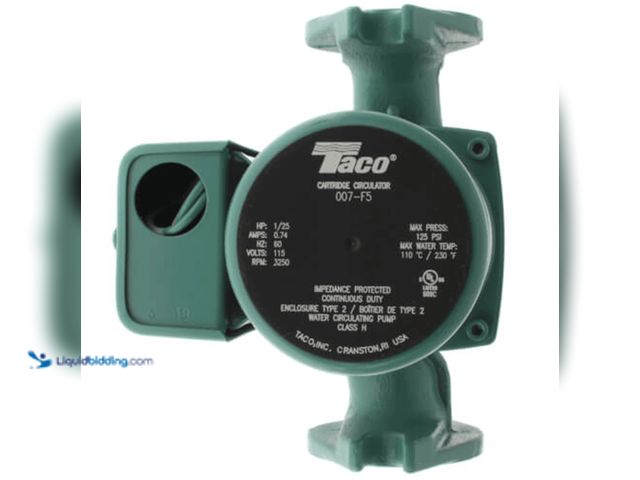 Lot 49-2000161 - Taco Cast Iron 1/25 HP Circulator Pump, Great for Hydronics, Model # 007-F5, Unused.   Ref#HD0629