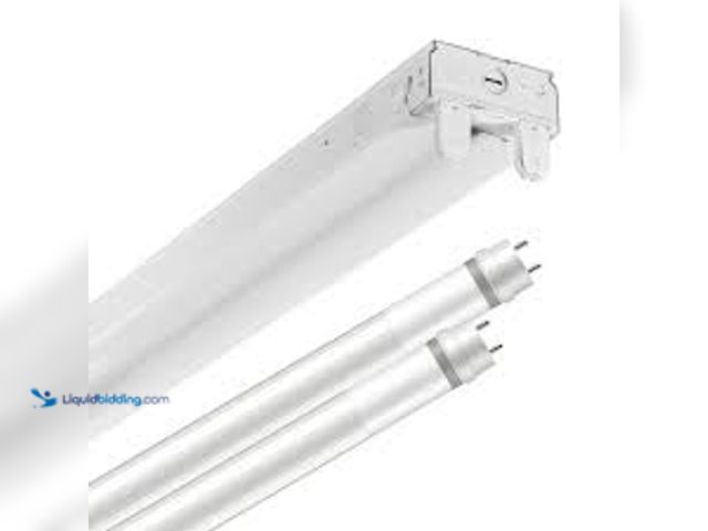 Lot 49-5407272 - Metalux SLES 4 ft. 64-Watt Equivalent 2-Lamp Strip Light Luminaire Plus LED T8 Tube Bundle, 4000K, U...