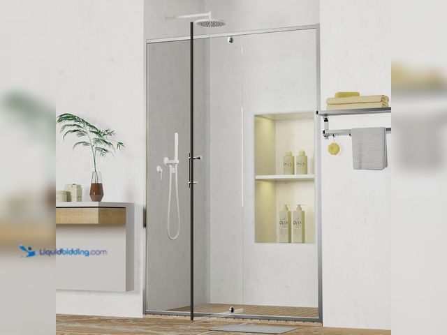 Lot 49-3535326 - 44-48" W x 71" H Pivot Swing Glass Shower Door, 1/4"(6mm) Clear Tempered Glass Pivot Frame Sliding S...