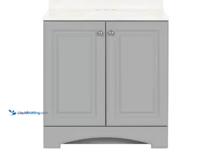 Lot 49-2004449 - Glacier Bay 31 in. Single Sink Pearl Gray Freestanding Bath Vanity with White Cultured Marble Top (A...