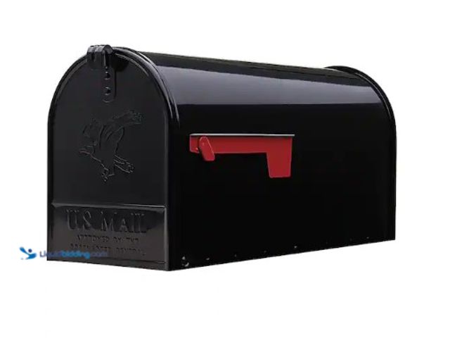 Lot 49-1625628 - Architectural Mailboxes Elite Black, Large, Steel, Post Mount Mailbox, Model # E1600BAM, Unused.  Re...