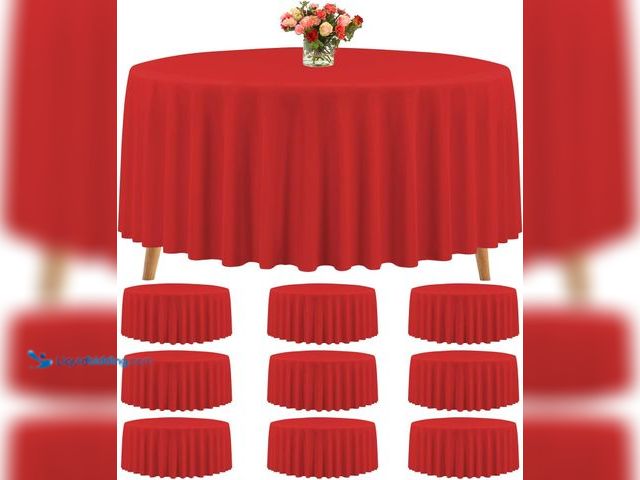 Lot 49-5463638 - 10 Packs Premium Round Tablecloth 120 Inch Red Polyester Table Cloth Bulk Washable Polyester Fabric ...