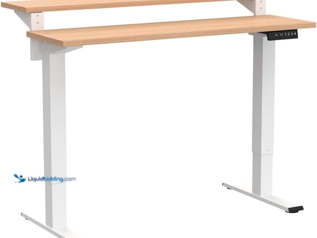 Lot 49-5416255 - FLEXISPOT EF1 Essential 2 Tier Standing Desk 55x28 Electric Height Adjustable Computer Desk with Adj...