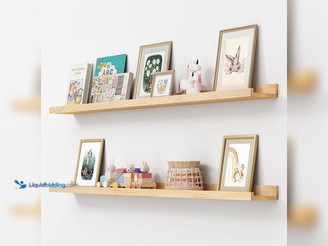 Lot 49-5544173 - Floating Picture Ledge Shelves for Wall Set of 2, 55 Inches Picture Shelf with Ledge, Nursery Book S...