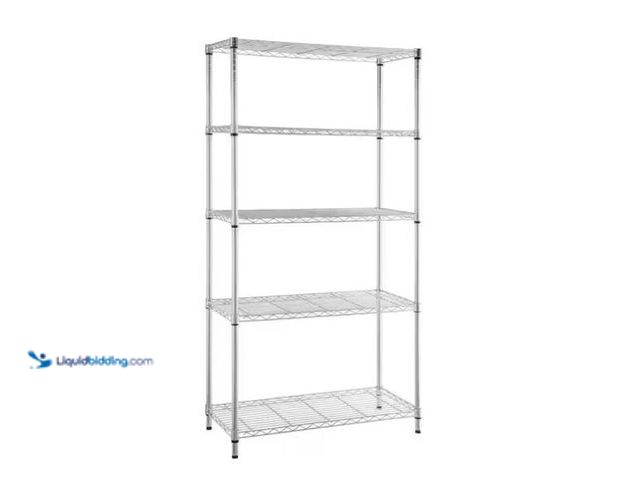 Lot 49-1548623 - HDX 5-Tier Commercial Grade Heavy Duty Steel Wire Shelving Unit in Chrome (48 in. W x 72 in. H x 18 ...