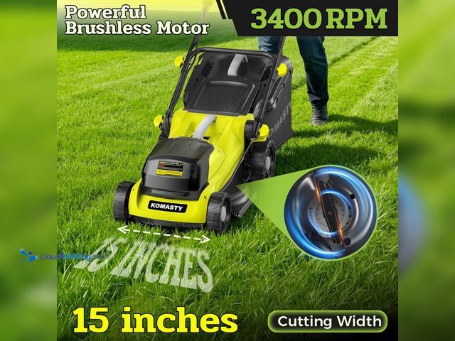 Lot 49-3565819 - 40V Electric Lawn Mower 15" Cordless Battery Powered Mower, 2 in 1 Mulching Lawnmower with 5-Positio...