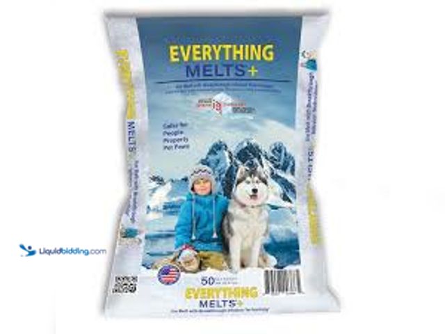 Lot 49-5461183 - 50lbs. Infused Ice Melt Pallet, Calcium and Potassium Chloride, Corrosion Inhibitor, Anti-Caking, Dy...