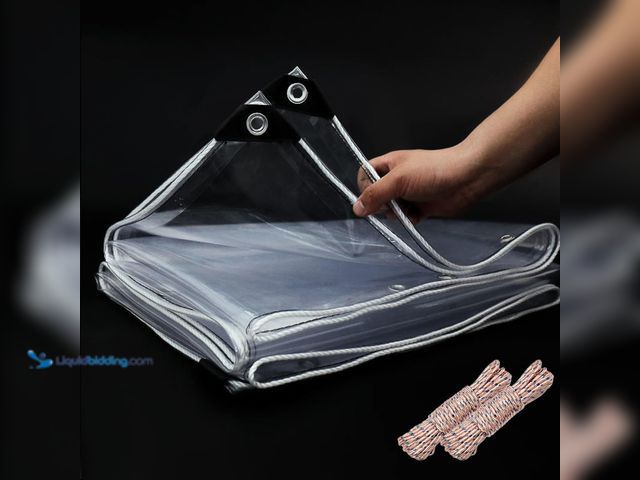 Lot 49-5552278 - 10'x12' 20 Mil Heavy Duty Clear Vinyl PVC Tarp,UV Resistant Glass Tarps Transparent Tarpaulin with G...