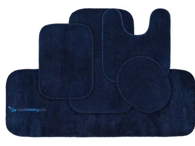 Lot 49-5486924 - 5pc Traditional Nylon Washable Bathroom Rug Set Navy - Garland Rug: Machine Made, Tufted, Latex Back...