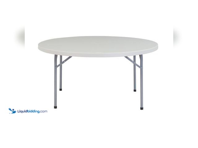 Lot 49-5512232 - National Public Seating 60 in. Grey Plastic Round Folding Banquet Table. Model # BT-60R, Unused, Scu...