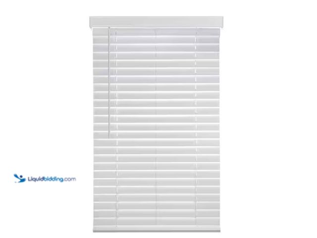 Lot 49-1566376 - Home Decorators Collection White Cordless Faux Wood Blinds for Windows with 2 in. Slats - 24.5 in. W...