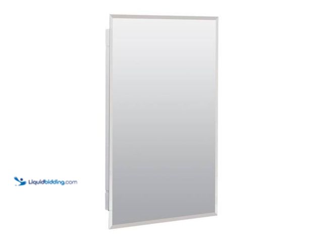 Lot 49-5548910 - Zenith 16 in. W x 26 in. H Rectangular Recessed or Surface Mount Frameless Beveled Mirror Medicine C...