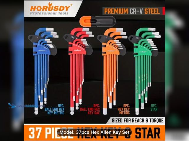 Lot 49-1816637 - New 37 pcs  Hex Key Allen Wrench Set Ball End Torx Key Metric (1.5mm-10mm) &amp; SAE (1/16"-3/8") In...