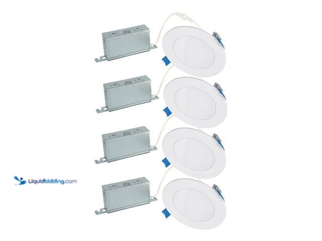 Lot 49-5560149 - HALO
4-Pack HLBSL 4 in. Adjustable Canless Integrated LED Recessed Light, 600 Lumens, 5CCT, White. ...