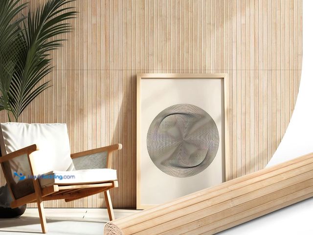 Lot 49-5545079 - AMZDEPOT Natural Bamboo Wall Panel for Interior Wall Decor, Renewable Pole Wrap Wainscoting Paneling...
