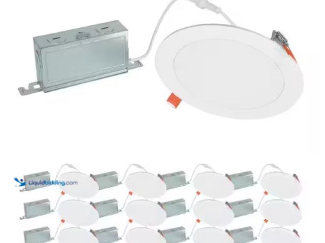 Lot 49-3612841 - HALO HLBSL 6 in. Adjustable CCT Canless Integrated LED Recessed Light, 900 Lumens, 5CCT, White (12-P...