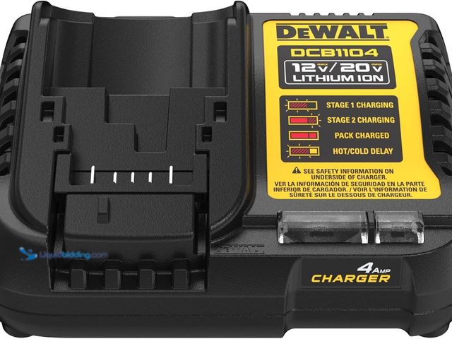 Lot 49-5560174 - DEWALT 12V MAX/20V MAX Lithium Ion Battery Charger, 4 Amp (DCB1104). Unused and powers on