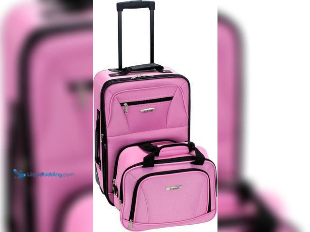Lot 49-5546049 - Rockland Fashion Softside 2 Piece Luggage Set, Expandable, (14" Tote/19" Upright), Pink Unused