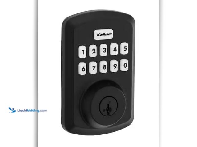 Lot 49-1573173 - Kwikset Powerbolt 250 10-Button Keypad Matte Black Transitional Electronic Deadbolt Door Lock, Model...