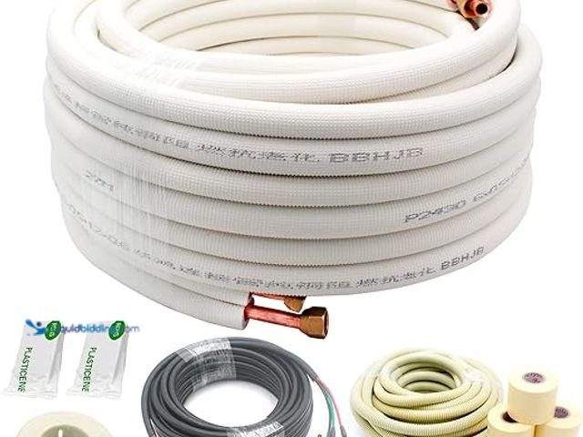 Lot 49-5407722 - 50ft Length Mini Split Line Set 1/4" 3/8" OD Copper Pipes Tubing and 3/8 White PE Thickened Insulate...