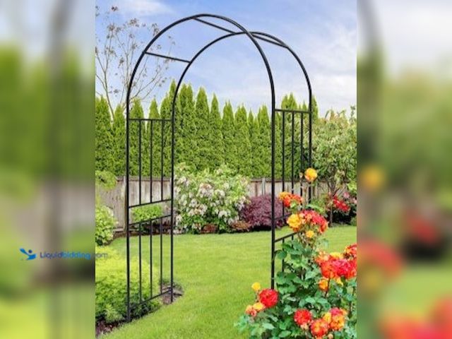 Lot 49-3631465 - Streamdale Furniture Streamdale Metal Garden Arch Climbing Plant Support Outdoor Black, Model #W1586...