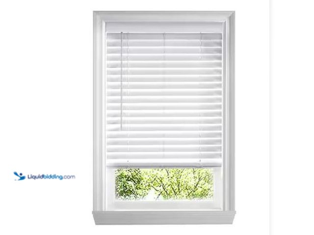 Lot 49-1624437 - Lot of (4) Home Decorators Collection White Cordless Faux Wood Blinds for Windows with 2 in. Slats -...