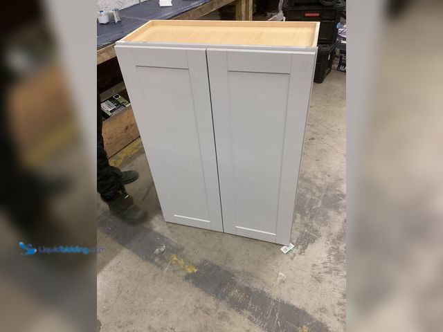 Lot 49-5486869 - Hampton Bay Cabinet Gray/Blue 42'' x 29'' Item is unused with scuffs on top and corners