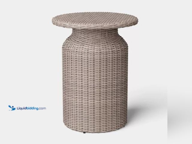 Lot 49-5552098 - 21.65" All-Weather Wicker Round Monochromatic Outdoor Patio Bistro Table Tan - Threshold™. Unused
