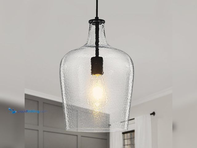 Lot 49-5487429 - 9.3" Blown Glass Pendant Lighting for Kitchen Island,Black Large Pendant Light Fixture with blown Th...
